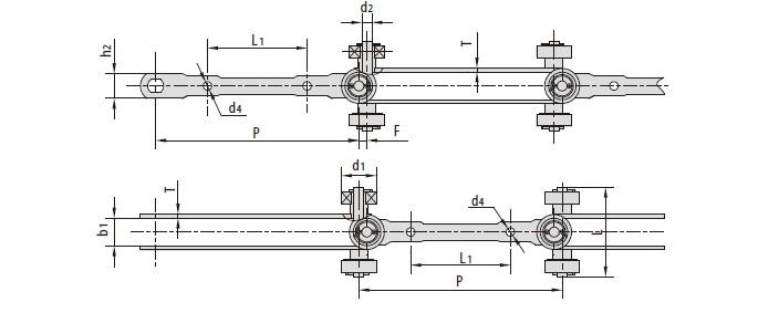 Universal Movement Conveyor Chains P210 SJ406S-50 P100F11